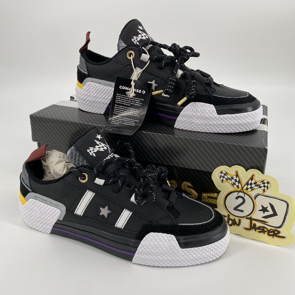 Converse One Star OX IBN Jasper Black White Yellow Athletic Shoe Sz M 7.5 W 9